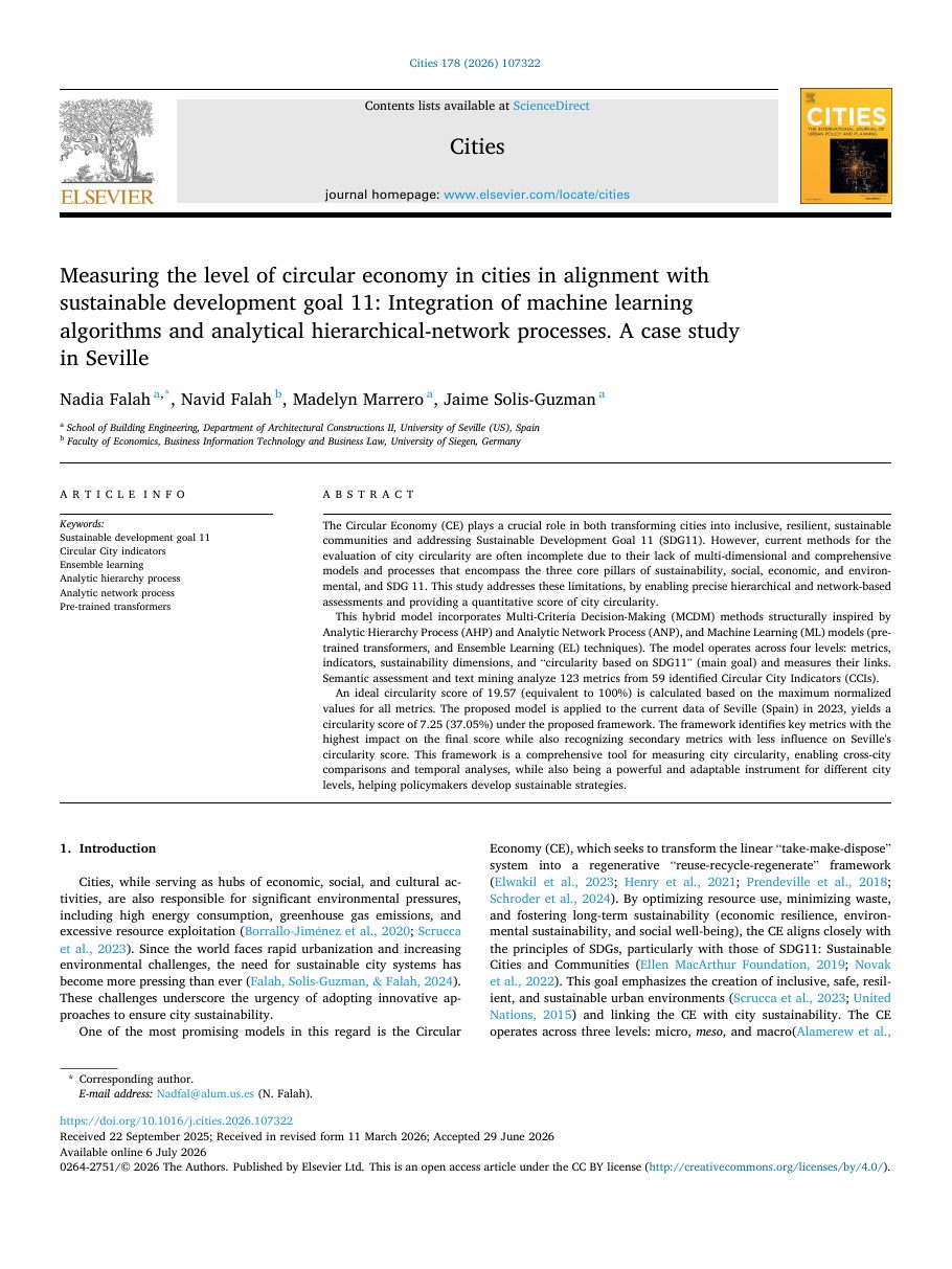 First page of the Seville circular economy assessment paper